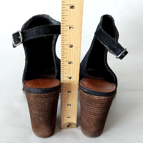 Lucky Brand Women Sandals Size 7.5 Black Open Slingback Peep Toe Comfy Booties - Picture 9 of 10
